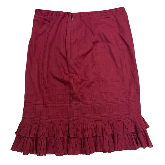 Odille / Anthropologie Red Ruffled Pencil Skirt Knee-length Casual Size 4 - Picture 1 of 5